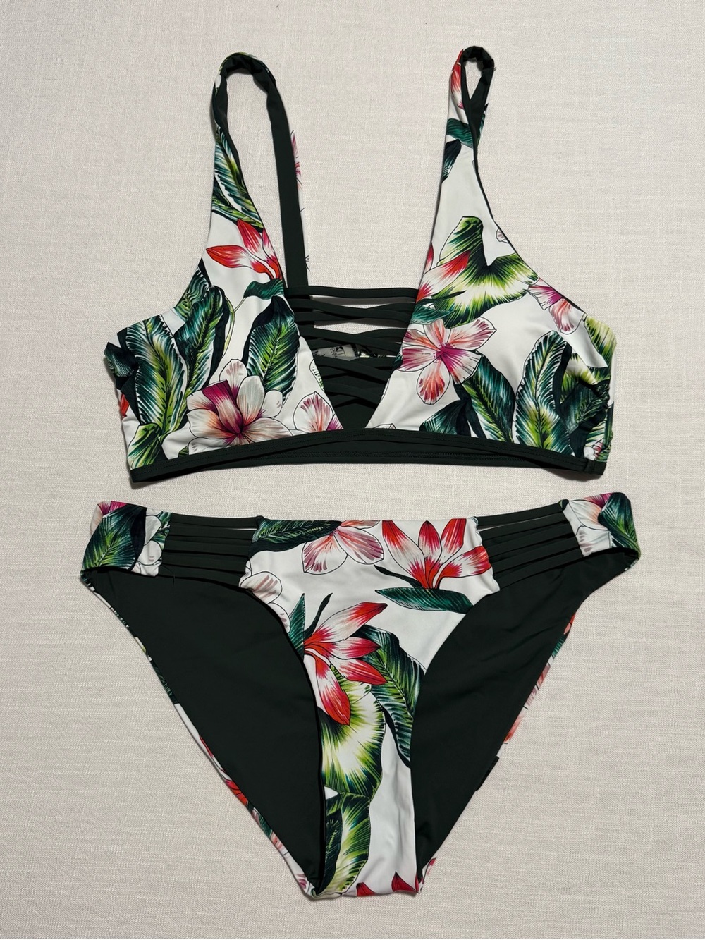 TiniBikini Tropical Print Floral Bikini | Size Large